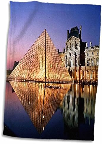 3d levantou o Louvre à noite twl_54198_1 toalha, 15 x 22