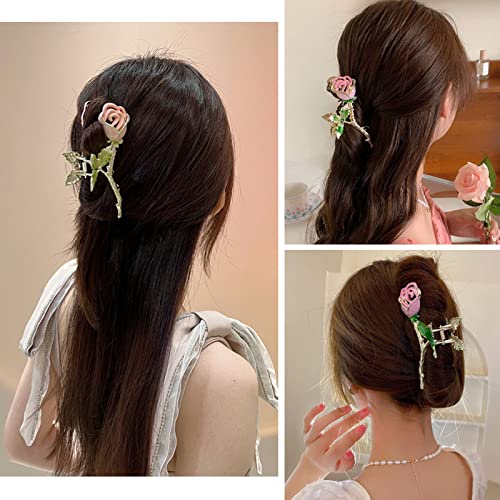 2pcs clipes de cabelo de girassol frescos clipes de garra rosa romântica Flash drill flash metal hairpin foodwear