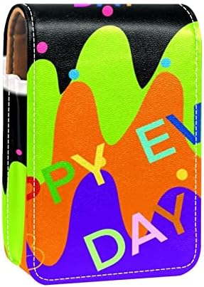 Bolsa de batom de batom de maquiagem de oryuekan com espelho portátil de armazenamento de batom portátil Organizador de armazenamento de brilho labial, desenho animado abstrato graffiti arte adorável feliz