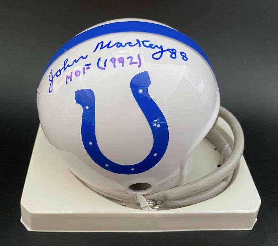 John Mackey assinou Baltimore Colts TB Mini capacete + HOF 1992 PSA/DNA autografado - Mini capacetes autografados da NFL