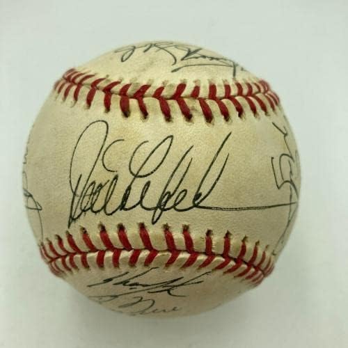 1992 Cubs assinou o beisebol Ryne Sandberg Greg Maddux Andre Dawson Mark Grace JSA - Bolalls autografados
