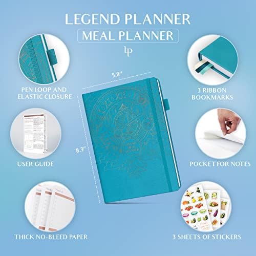 Legend Meal Planner-revista semanal de preparação para refeições e nutrição com lista de supermercados e rastreador de perda de