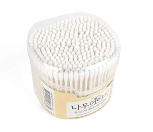 Upit Paper Stick Swabs de algodão de algodão em espiral com armazenamento redondo de plástico transparente,