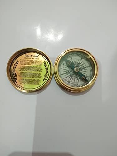 Antigo antigo vintage London Poema Gravado Marítimo 2,5 Brass Pocket Compass by Haider Ali Instruments
