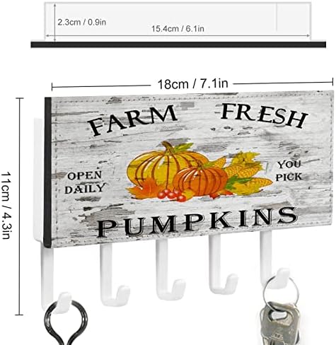 Fazenda de abóboras frescas do suporte de abóbora de abóbora de abóbora folhas de girassol folhas de montagem de parede cabide da casa de montagem da fazenda Autumn colheita de auto adesivo Organizador para o escritório do corredor de entrada 7x4 polegadas