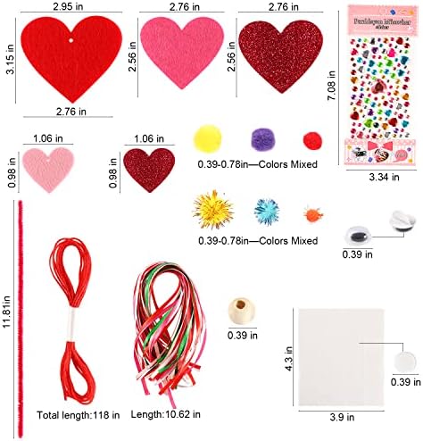 Artesanato do Dia dos Namorados para Crianças - 361pcs DIY Valentines Heart Craft Set para presente escolar, 108 corações, 50 olhos