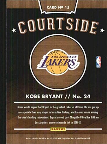 Kobe Bryant 2012 2013 Hoopside Basketball Series Insert Card #15 mostrando essa estrela de Los Angeles Lakers em sua camisa de ouro