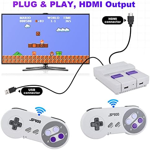 Console de jogos clássico retro SF900, videogame retrô de 3000 incorporado e 2 controladores sem fio, cartão TF, sistema