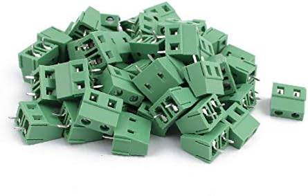 X-Dree 50pcs KF128 AC300V 10A 2P 7.62mm Tipo de parafuso de inclinação do tampão Terminal PCB Blocks Green Green