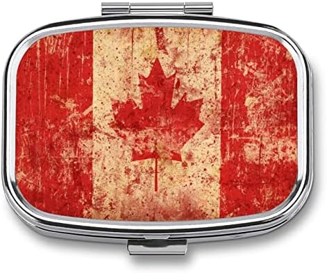 Dispensador de comprimidos Caixa de comprimido por portátil da bandeira canadense Caixa de comprimidos de metal para pílulas/vitamina/suplementos/óleo