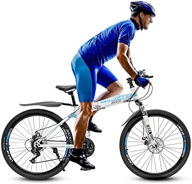 Bicicleta de montanha, bicicleta dobrável de 26 polegadas com fibra de carbono de absorção de choque duplo 1 engrenagens