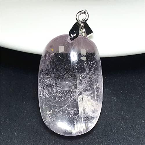 Jóias de Kunzita Natural Jóias de Cristal de Kunzite para homens Curando amor Luck Gift 26x16x8mm Miços ovais de prata