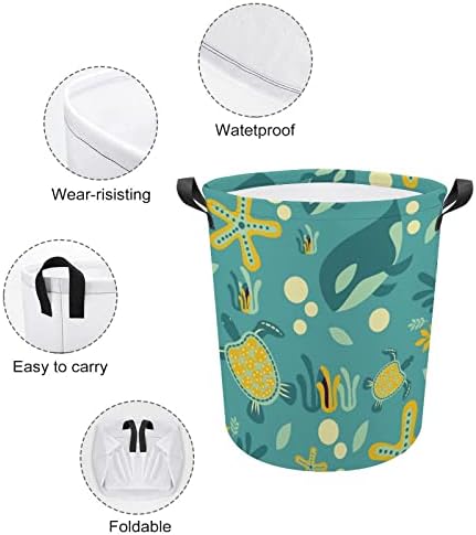 Cesto de roupa cesta de lavanderia cesta floral cesto de lavanderia dobrável com alças estendidas Bin de lavagem fácil para o quarto