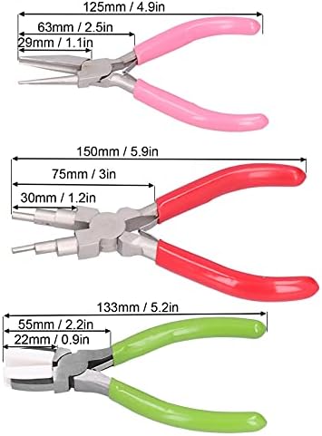 5pcs alicates kit diagonal de nariz plano, fazendo com que alicates de jóias corrinham ferramentas de jóias de jóias