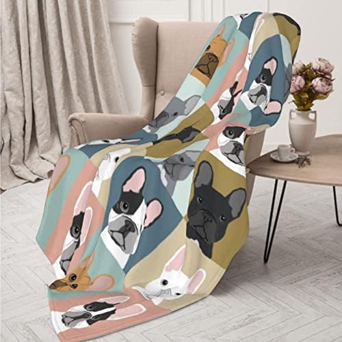 Xtgoo fofo Bulldog French Bulldog Ultra-Soft Fleece Blanket Flannel Velvet Plush Throw Blange, 80x60in