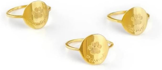 Longliter Dog Ring Colar de impressão personalizado Pet Ring Memory Of Dog Pet Memorial Jewelry Ring - Gold - 11