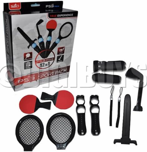 PS3 Move 12 em 1 Sports Pack Acessório 2 Kit de tênis de tênis de pingue -pongue Caixa