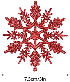 OK1W35 24PC Snowflake Decoração de Natal Decorações de árvore de Natal Programa de local Pingente （7 5cm）