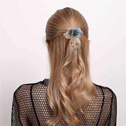 Grampos de cabelo com tecido de flor dupla borda de bordado de cabelo horizontal clipe de mola clipe de cabelo acessórios