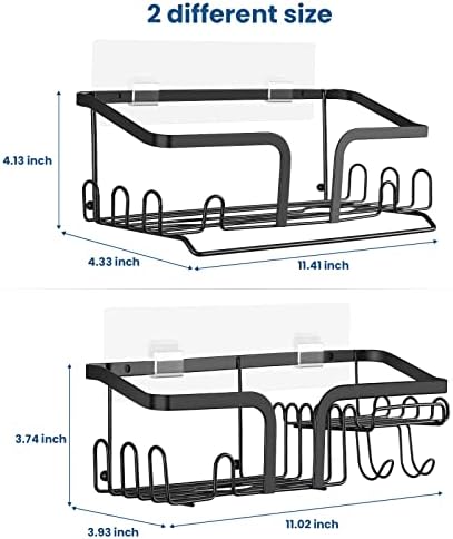 Caddy de chuveiro adesivo de Zareas, prateleira de chuveiro organizador de chuveiro, 2 pacote sem perfuração à prova de