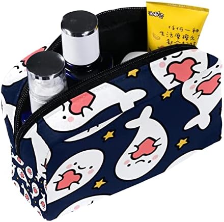 Tbouobt Makeup Bag Zipper Bolsa Travel Organizador Cosmético para Mulheres e Meninas, Cartoon Animal Fish Valentine