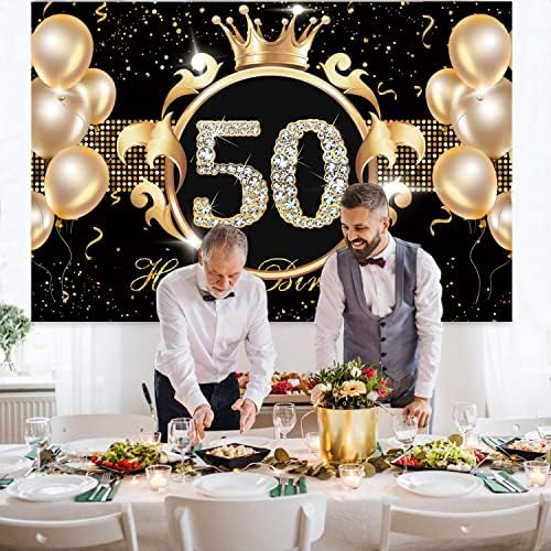 Withu Golden preto de 50º aniversário de 50º aniversário diamantes brilhantes balões homens homens 50 anos de cinquenta anos de