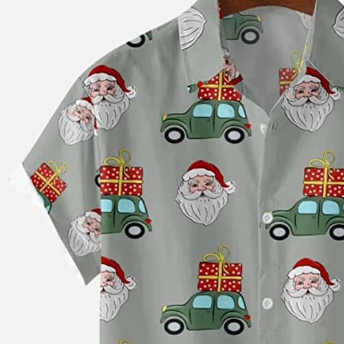 Camisas de manga curta de Natal de BEUU para homens, Natal Santa Papai Noel Button Button Down Down Collar Tops Camisetas casuais