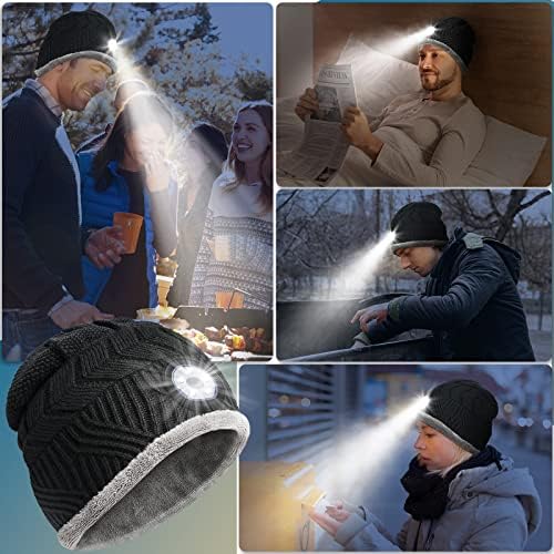 Alto chapéu de gorro com luz com luz - Stuffers Presentes para homens gorro de lanterna de lanterna com farol de inverno Cap