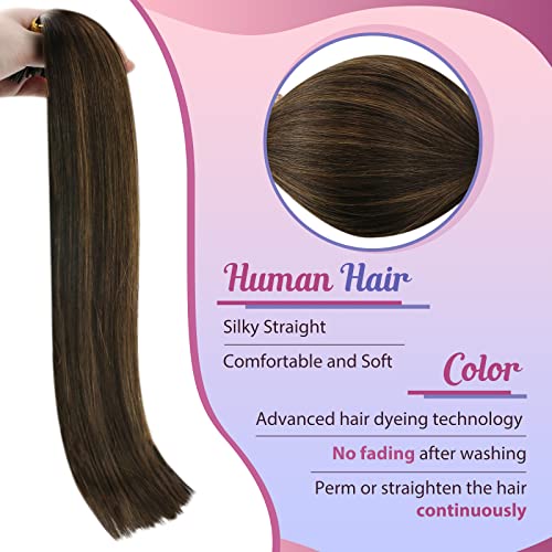 Clipe ensolarado em extensões de cabelo balayage marrom escuro com pacote marrom médio i pontas marrom balayage 2 pacotes