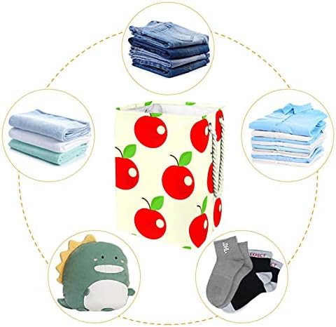 Cesto de lavanderia cesto de roupa dobrável com alças de armazenamento destacável, organizador de banheiro, caixas de brinquedo infantil frutas vermelhas maçãs doces