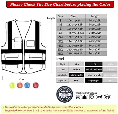 Tydon Guardian Reflexive Safety colete para homens homens de alta visibilidade de segurança com bolsos Frente de zíper atende aos padrões