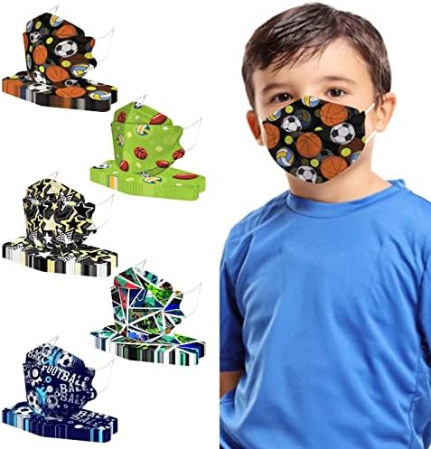 JMETRIE 50pcs máscara facial descartável para crianças, rabiscos de futebol máscara confortável respirável para crianças meninas meninas meninas