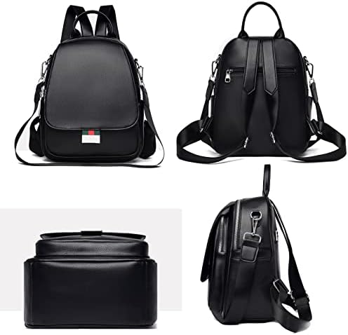 NEFORBA Pequena bolsa de mochila para mulheres, mochila pequena e fofa mochila preta, mochila de couro casual conversível para