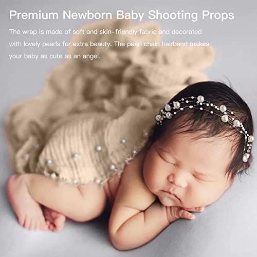 SPOKKI 2 PCS Baby Props Photography Wrap Kit, adereços de fotografia para recém -nascidos, cobertor de envoltório de pérolas artesanais