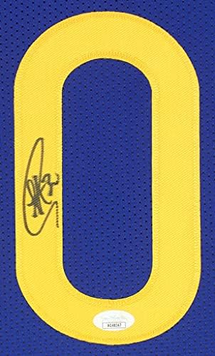 Steph Curry Autographed Blue Golden State Jersey - lindamente emaranhado e emoldurado - assinado à mão por curry e autêntico certificado pela JSA - inclui certificado de autenticidade