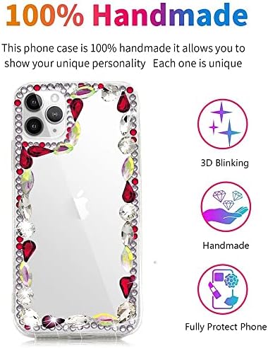 AS -ZEKE elegante capa de telefone compatível com o Samsung Galaxy S22 6,1 polegada 2022, Bling Handmdae Series Rhinestone Frame