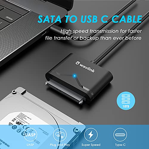 SATA TO USB C ADAPTADOR CABO, USB para SATA III Converter disco rígido, conector externo para 2,5 3,5 SSD/HDD, Suporte UASP, Trim,