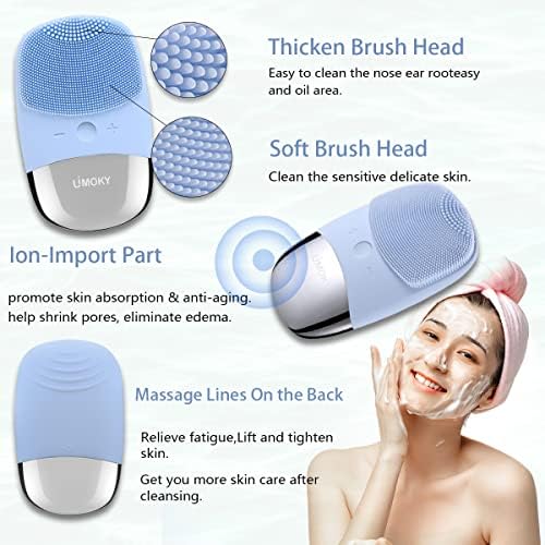 Escova de limpeza facial, lavagem de face de silicone elétrico 3 em 1, massageador vibratório, ipx7 à prova d'água,