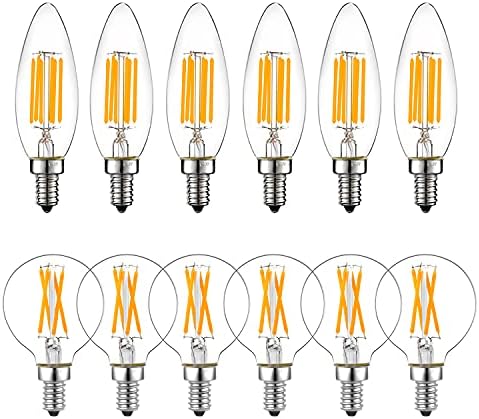 Pacote LiteHistory de bulbo B10 LED 6W = 60W Bulbo de candelabra LED 600LM e G16.5 Bulbo LED 4W = 40W Bulbo Edison AC120V