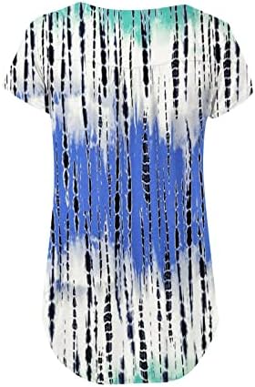 Túnica floral feminina Henley v Blusa casual de pescoço 2023 Camisetas de manga curta de verão