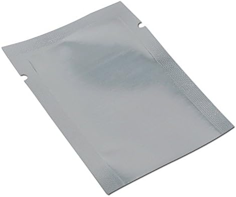 Bolsa de papel alumínio prateado, janela frontal de vedação de alumínio, mini de plástico de plástico aberto de pó de vácuo plana mylar saco alimento pequeno amostra mylar storage com entalhe de lágrima