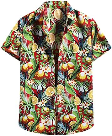 Camisa havaiana casual de perto de Men's Casual Summer Casual Manga curta Aloha Camisetas Floral Print Beach Camisetas