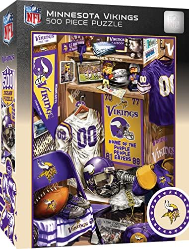 Recursos -massas do jogo de 500 peças quebra -cabeças para adultos - NFL Minnesota Vikings Locker - 15 x21