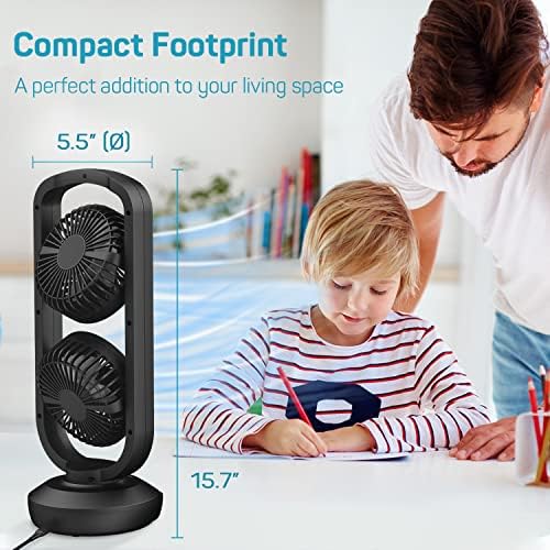 Dr. Prepare o ventilador da mesa da torre, ventilador de oscilação USB portátil com 270 ° de inclinação, oscilação de 105 °, 3 velocidades,