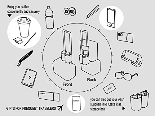 Riemot Luggage Travel Cup Holder Free Hand Drink Caddy - Segure duas canecas de café - Fits Roll Roll On Sayles - Presentes para Acessórios para Comissários de Comissários de Comissários