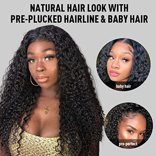 FACMOOD 13x4 Perucas da frente de renda encaracolada cabelos humanos para mulheres negras, HD Transparente Curl