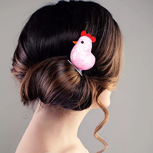 Clipes de cabelo grande para mulheres 6pcs mini frango de páscoa em clipes fofos de cabelo para meninas decoração de