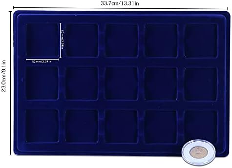 15 Slot Coin Display Bandeja Capsule Holder Display Showcase Coin Card Titulares Bandejas de moedas Flips Organizador de veludo