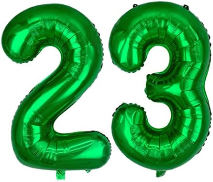 SHIKUER Número 23 Balões de 32 polegadas Alfabeto Digital Balões 23º Aniversário Balões Digit 23 Balões de hélio grandes balões para festas de aniversário Supplies Bachelorette Bachelorette Chuveiro de noiva, Número verde 23