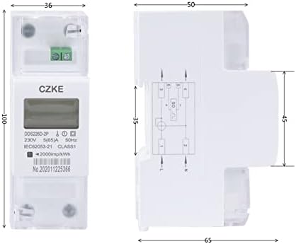 Infri DDS226D-2P LCD METER DE ENERGIA DINA DE DINO DINO 110V, 120V, 220V, 230.240V ； 5 A, 10 A ou Especial necessário